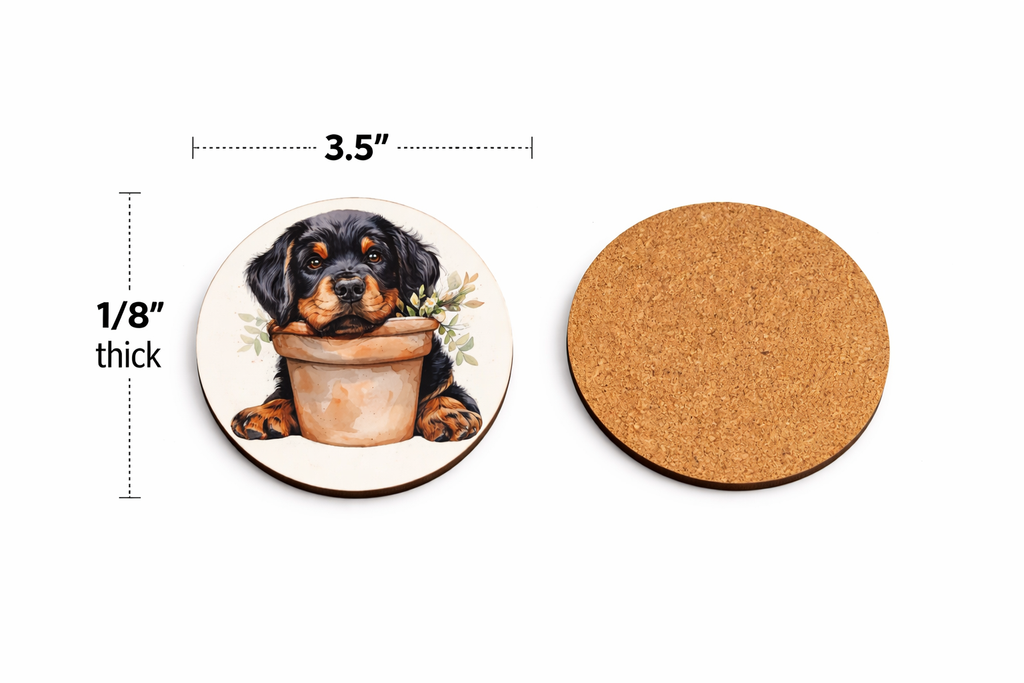 Flowerpot Puppies 4 Coaster Set