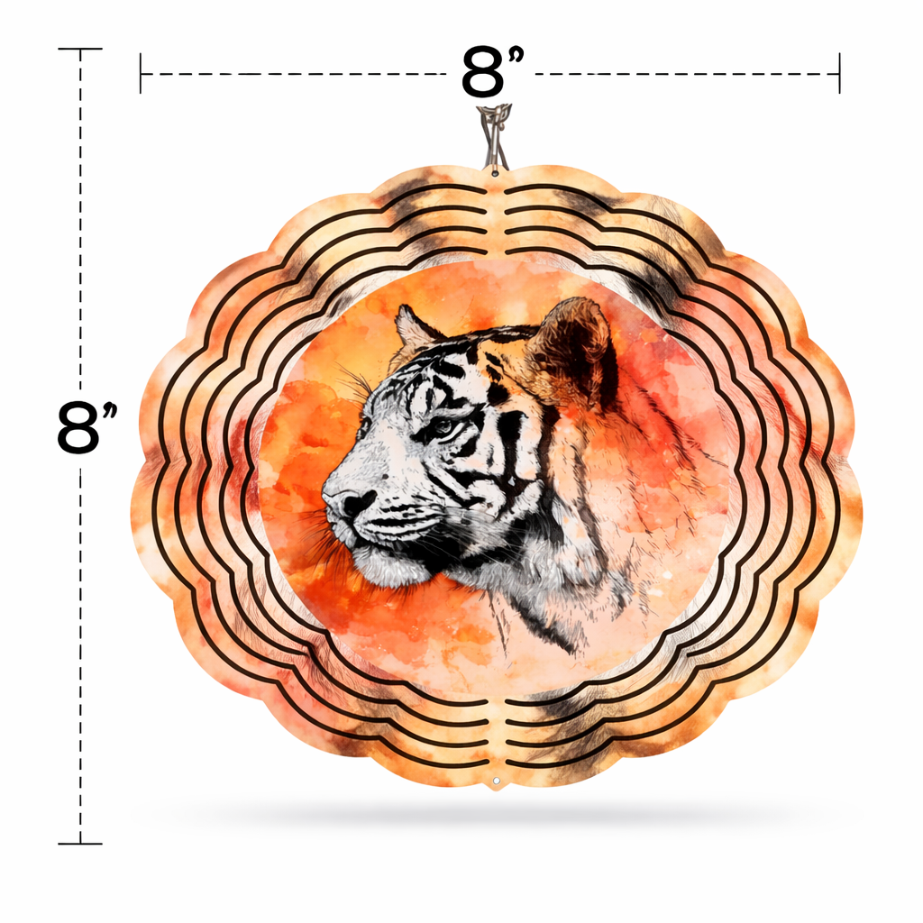 Majestic Tiger Wind Spinner – 8" Double-Sided Metal Garden Spinner
