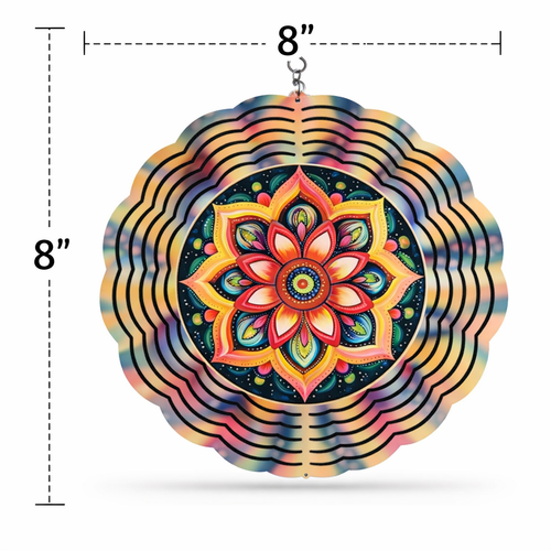 Colorful Mandala Wind Spinner – 8" Double-Sided Outdoor Decor