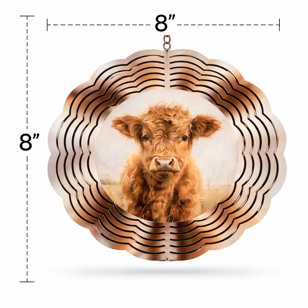 Highland Cow Wind Spinner – 8" Double-Sided Outdoor Decor