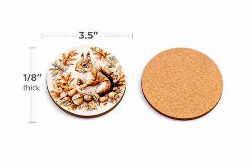 Autumnal Squirrel 4 Coaster Set