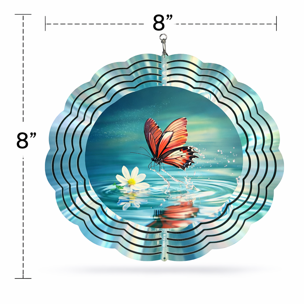 Butterfly Pond Wind Spinner – 8" Double-Sided Metal Garden Spinner