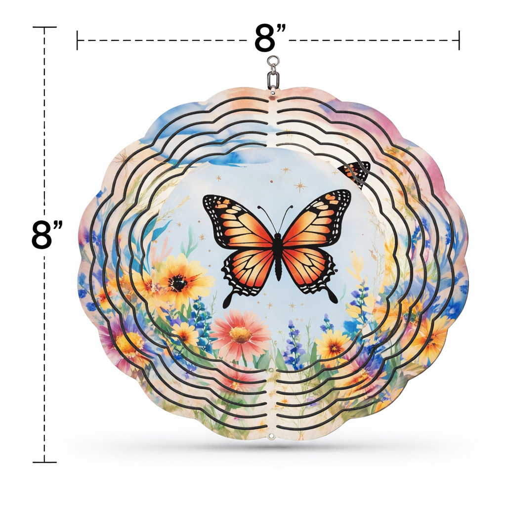 🦋 Butterfly Garden 3D Wind Spinner – 8" Double-Sided