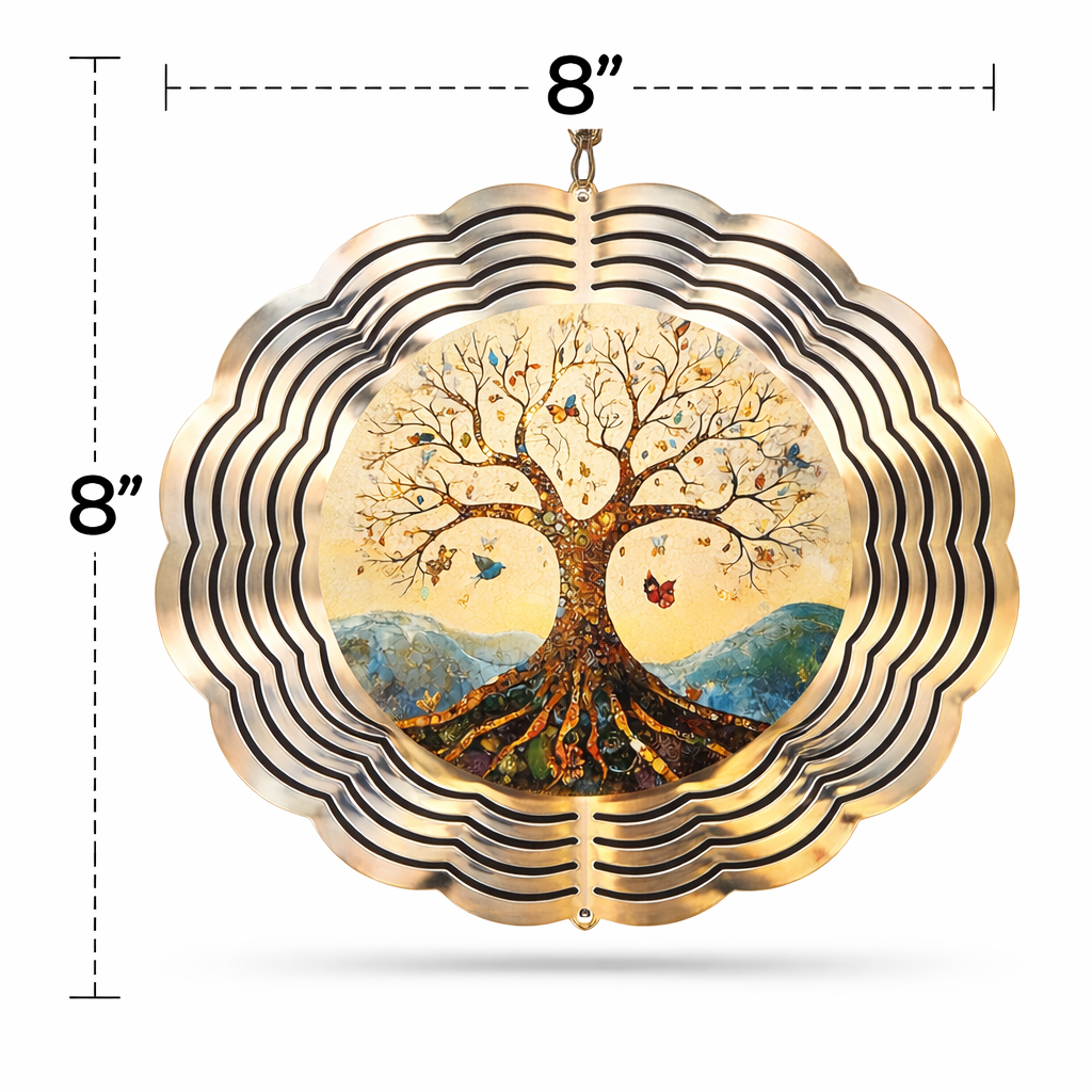 Tree of Life Wind Spinner – 8" Double-Sided Metal Garden Spinner