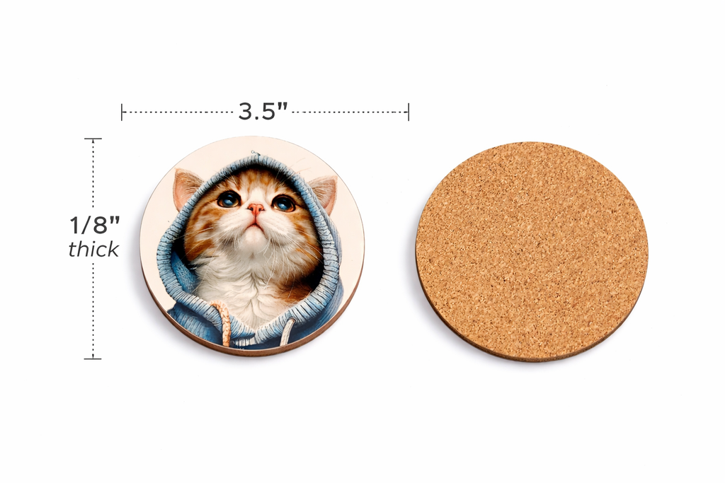 Hoodie Cat 4 Coaster Set