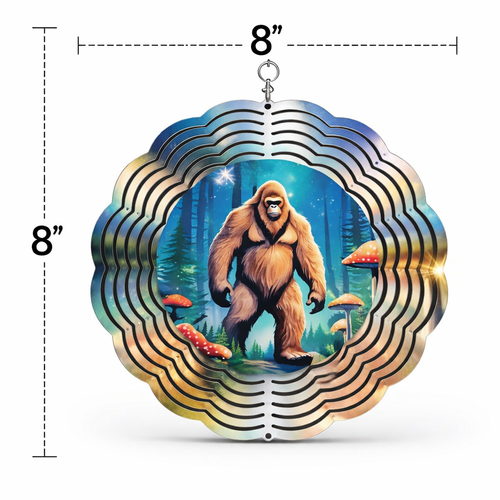 Bigfoot Forest 3D Wind Spinner – 8" Double-Sided