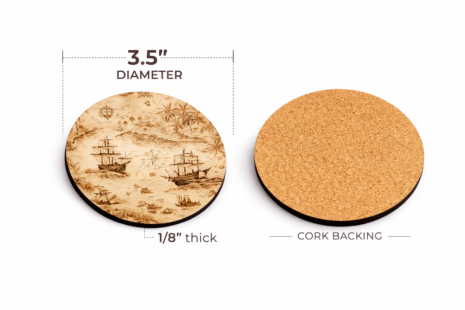 Vintage Treasure Maps – 4 Coaster Set