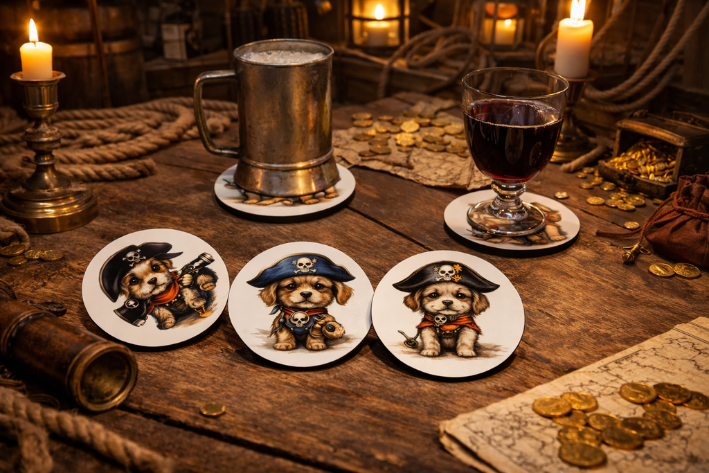 Pirate Puppies – 4 Coaster Set