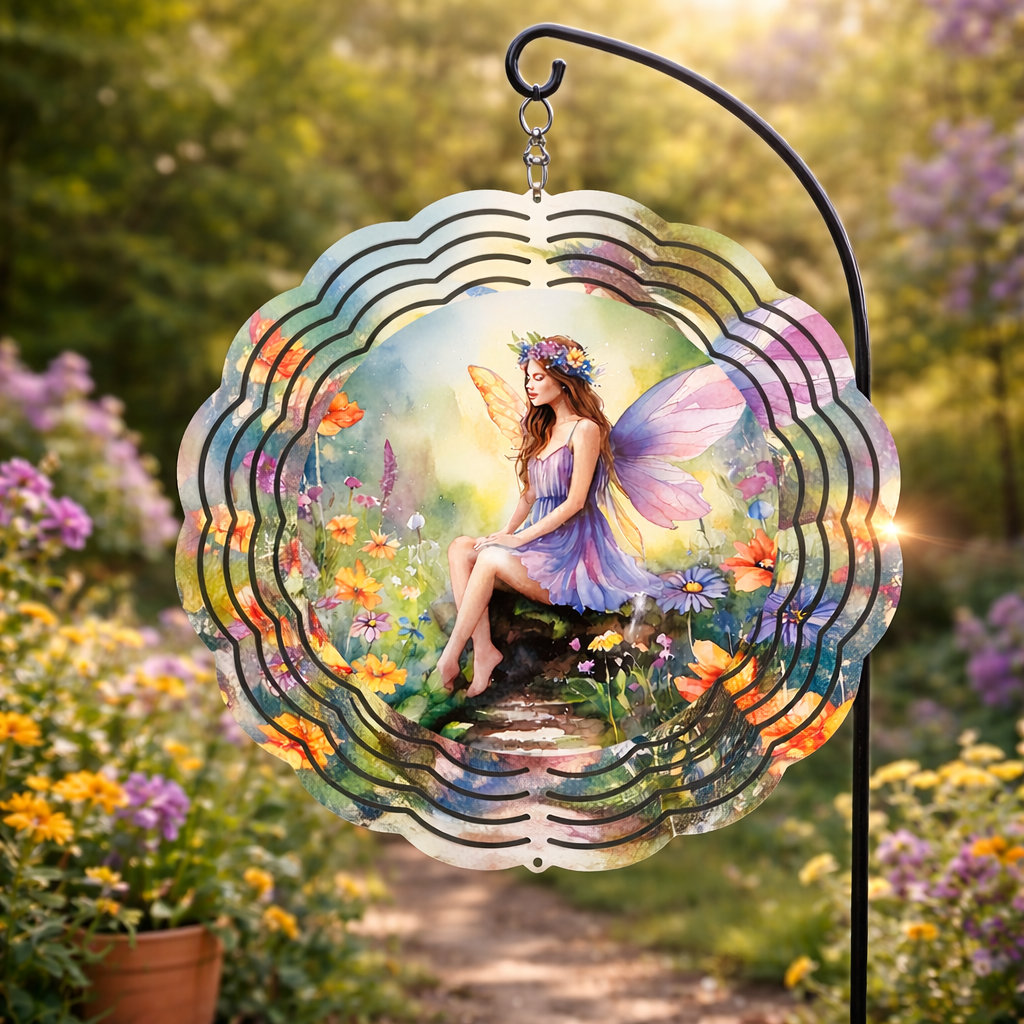Enchanted Fairy Garden 3D Wind Spinner – 8" Double-Sided