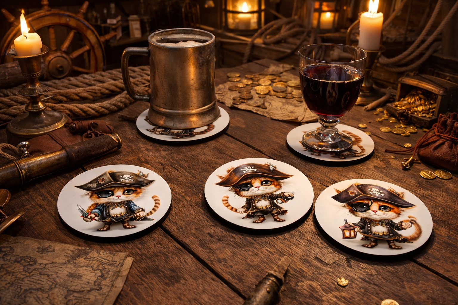 Pirate Kittens – 4 Coaster Set