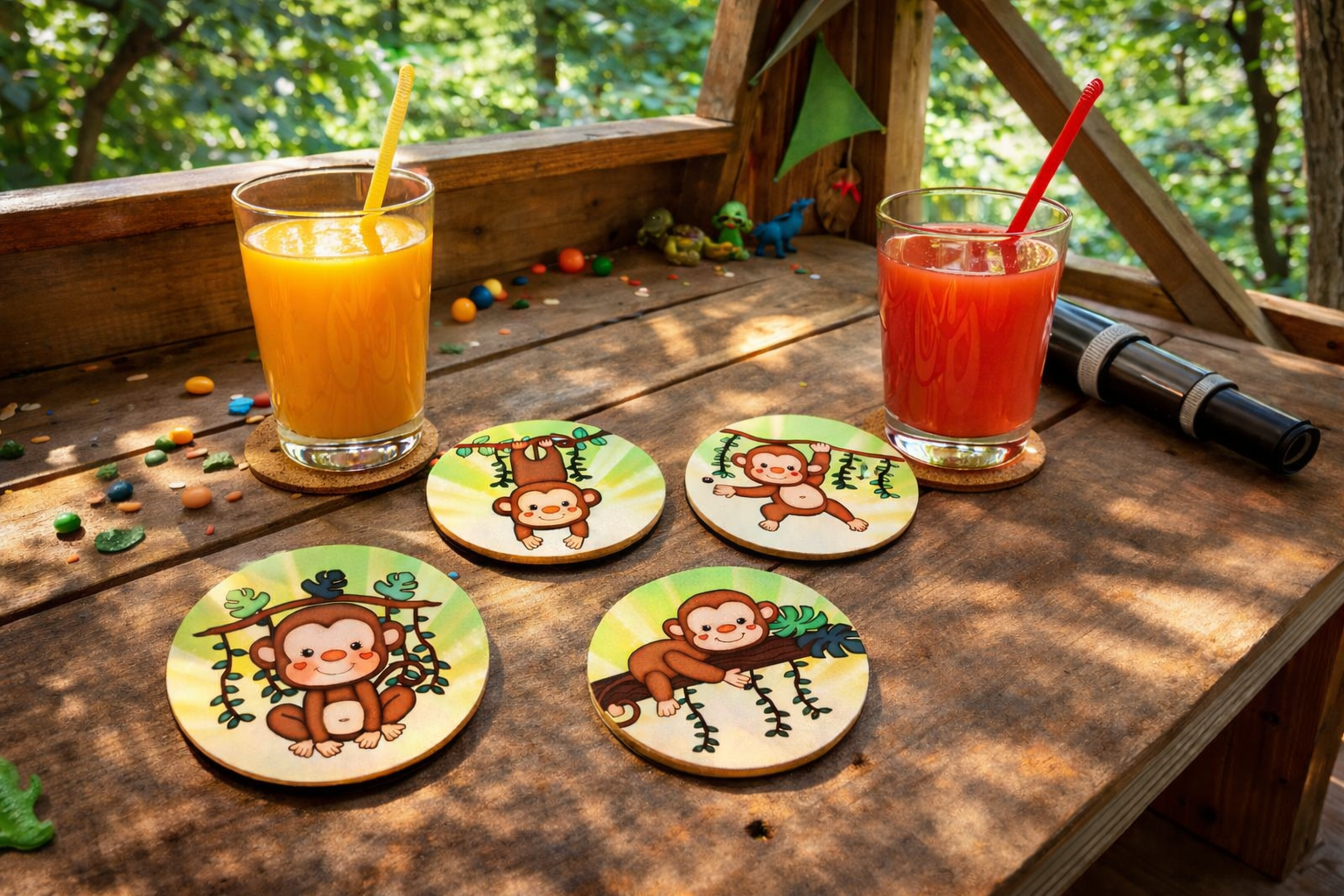 Playful Little Monkeys – 4 Coaster Set