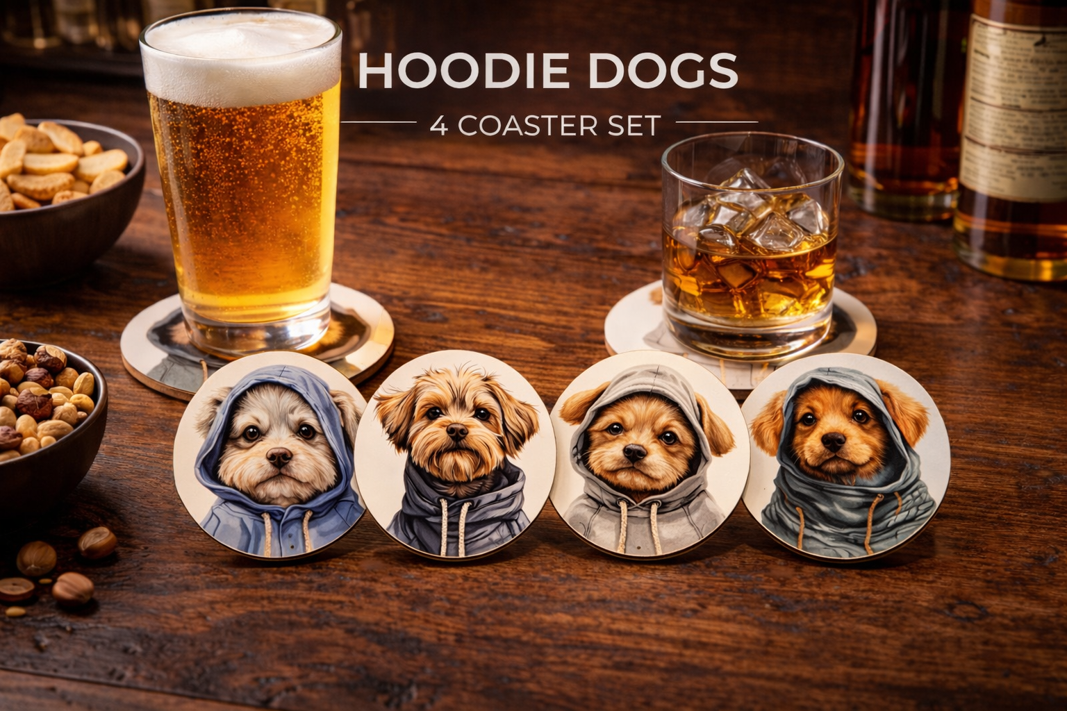 Hoodie Dog 4 Coaster Set II