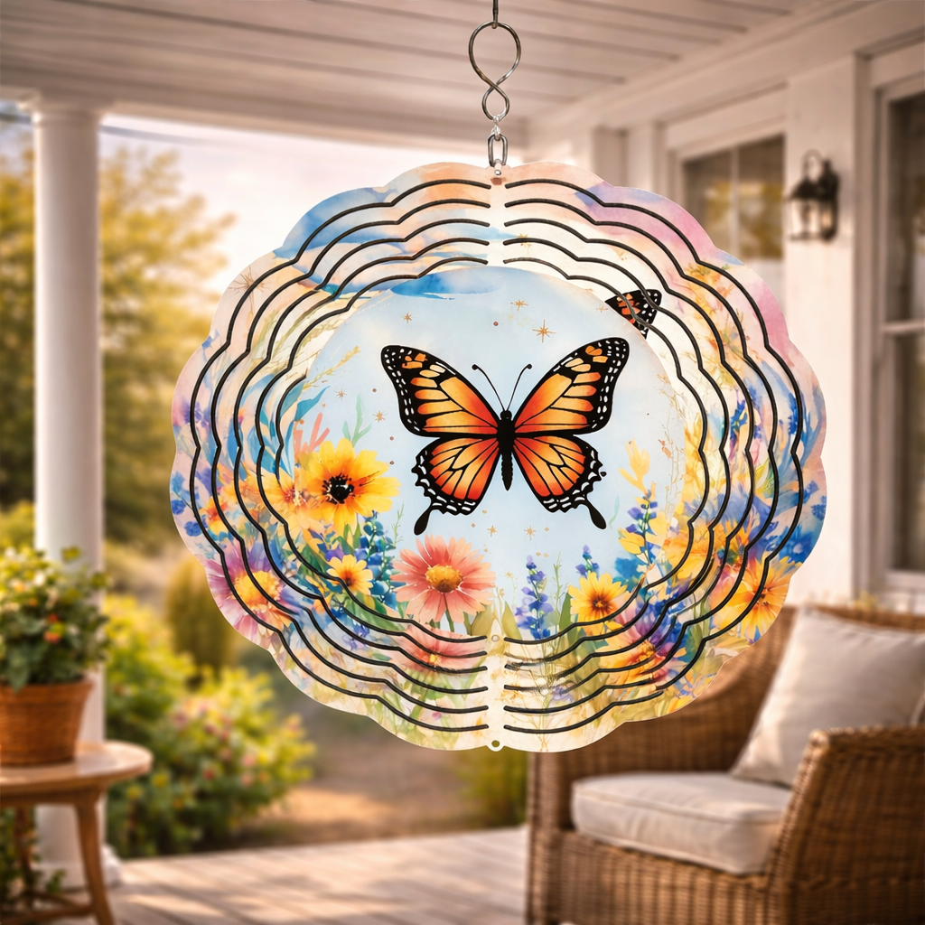 🦋 Butterfly Garden 3D Wind Spinner – 8" Double-Sided