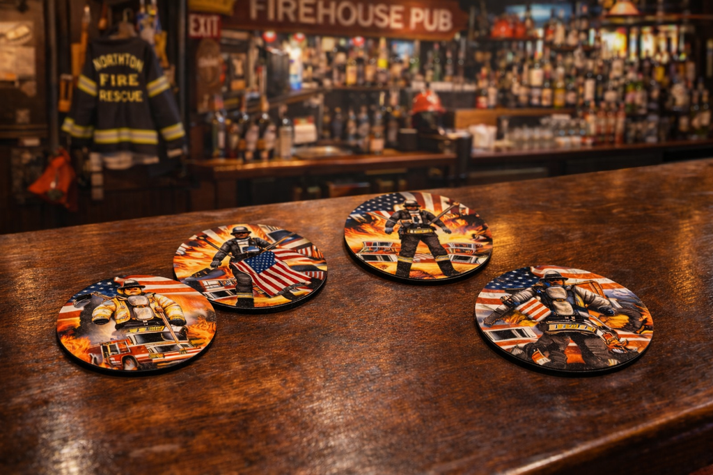 Firefighter 4 Coaster Set