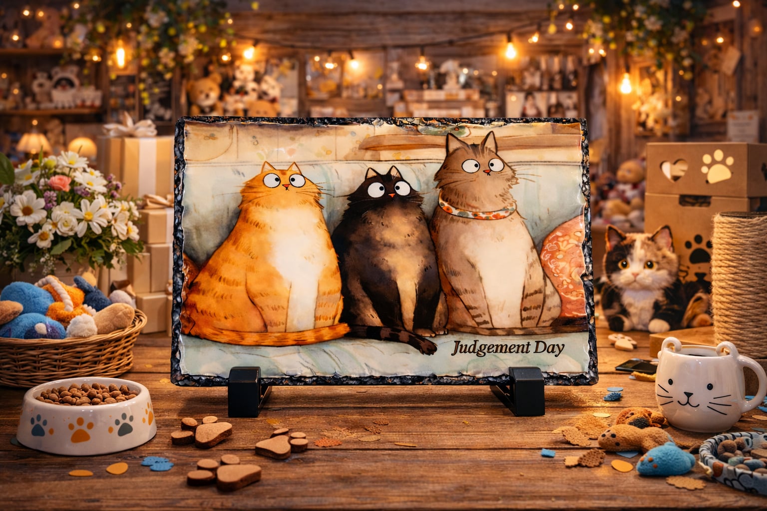 Judgement Day Cats Photo Slate