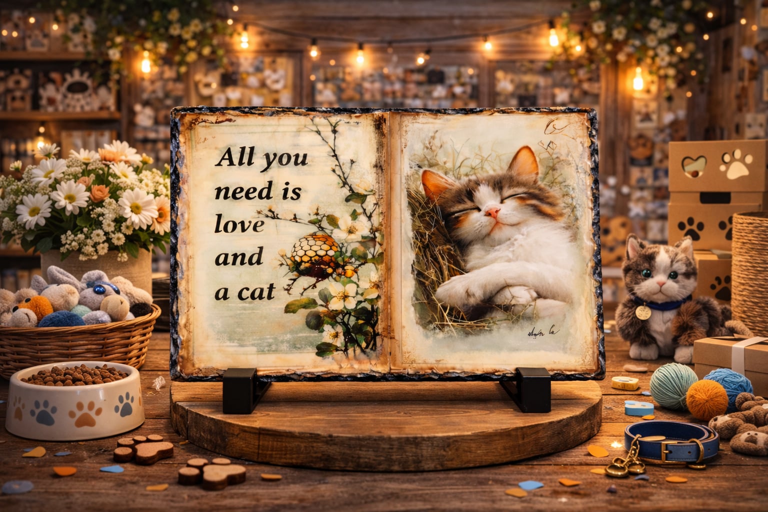 Love and a Cat Photo Slate