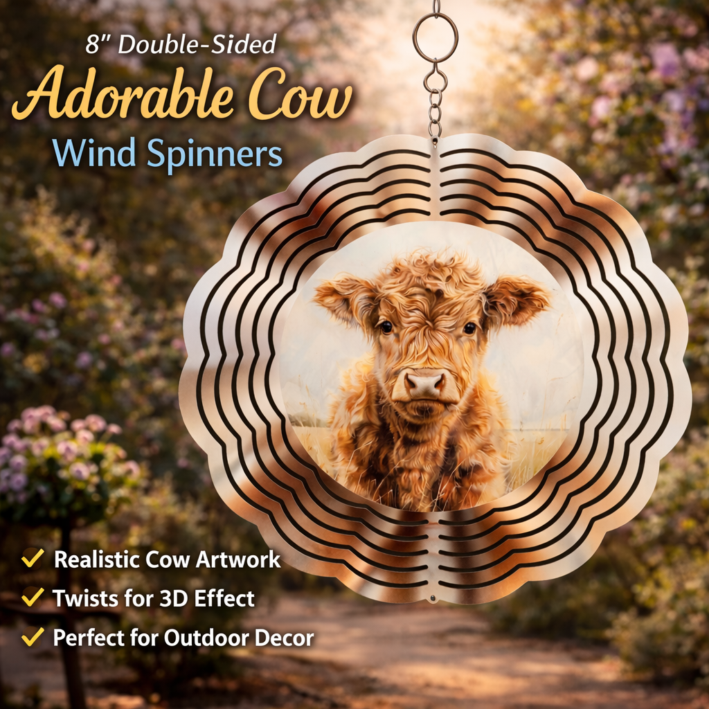 Highland Cow Wind Spinner – 8" Double-Sided Outdoor Decor