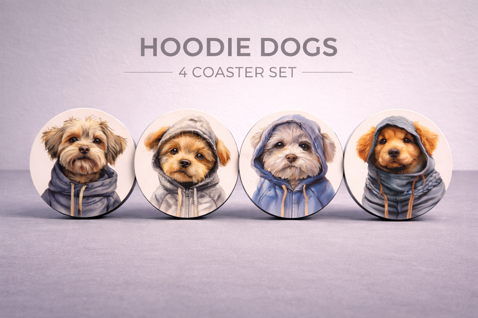 Hoodie Dog 4 Coaster Set II