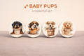 Flowerpot Puppies 4 Coaster Set