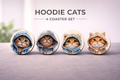 Hoodie Cats 4 Coaster Set II
