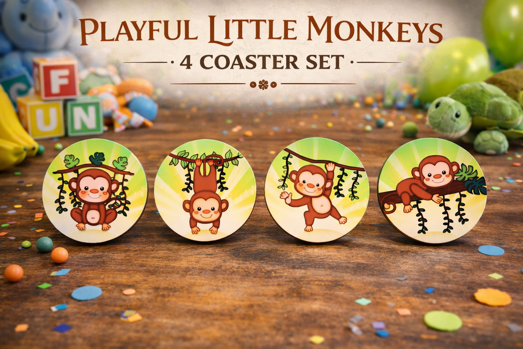 Playful Little Monkeys – 4 Coaster Set