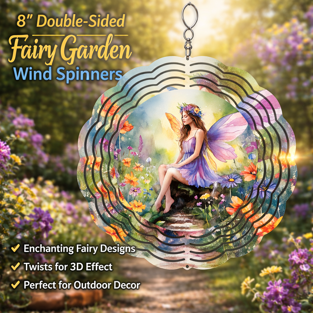 Enchanted Fairy Garden 3D Wind Spinner – 8" Double-Sided